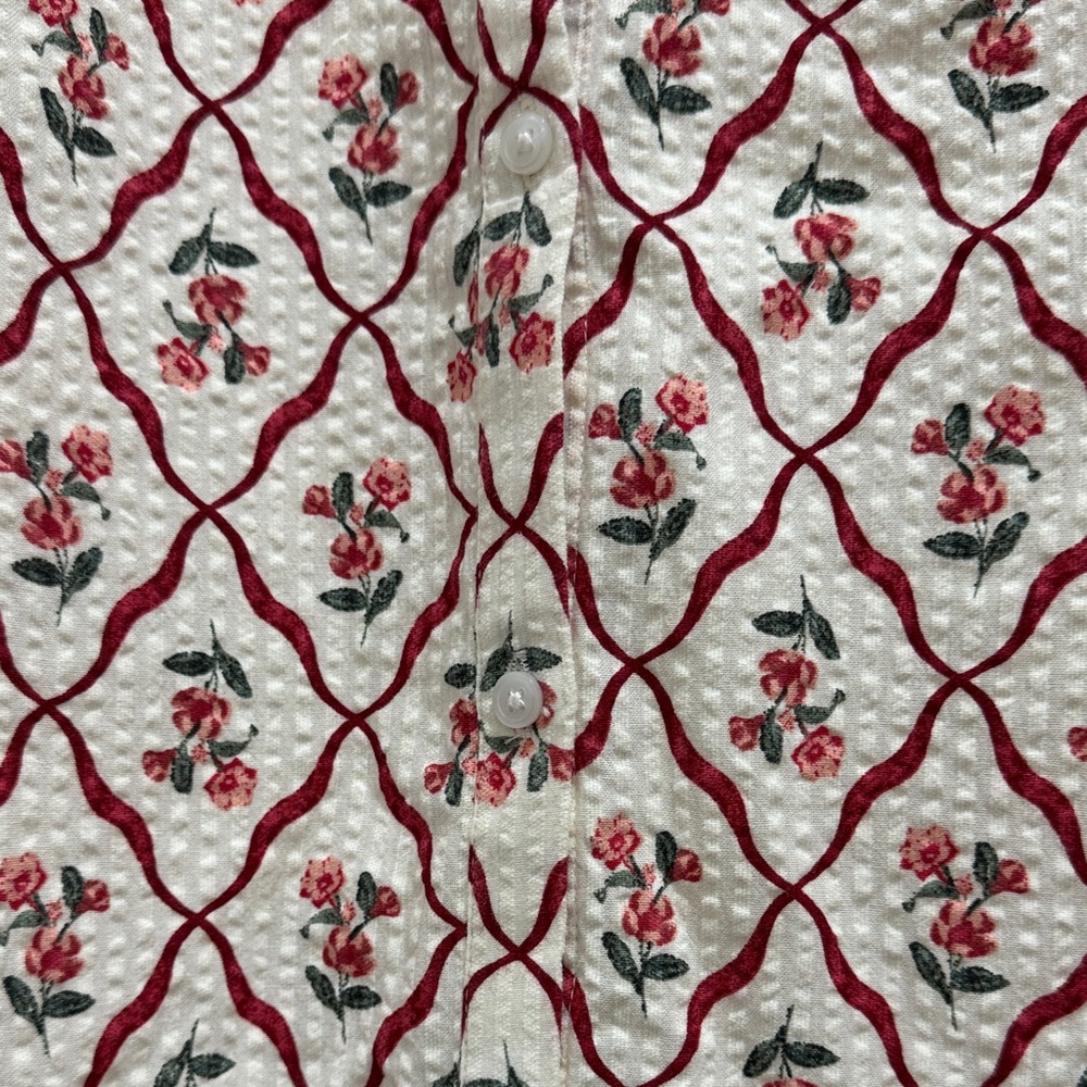 NWT! ✨🌹 Lucky Brand Floral Printed Button Up Peasant Blouse - Picture 3 of 6